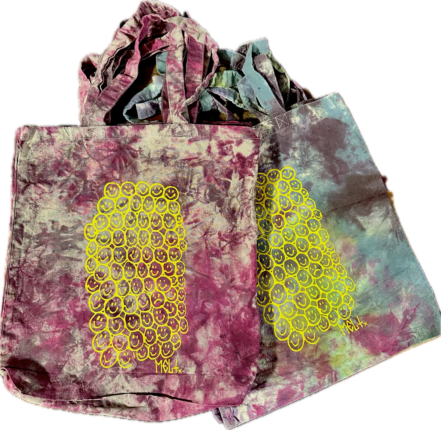 "Pile of Smiles" Tie Dye Canvas Tote Bag