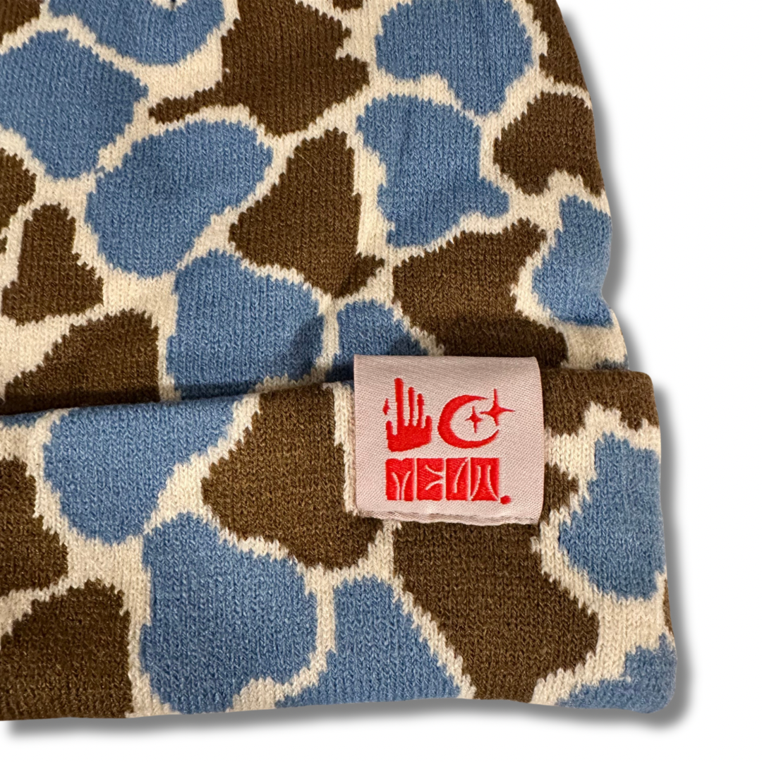 Camo Knit Beanie - Deep Lake Blue